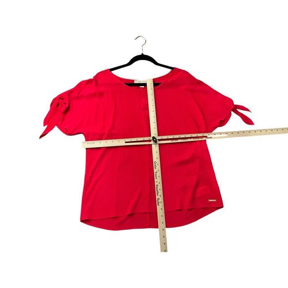 Michael Kors Top Short Sleeves Tie Cuffs Round Neck Peach Womens Size Large NWT - Picture 6 of 6